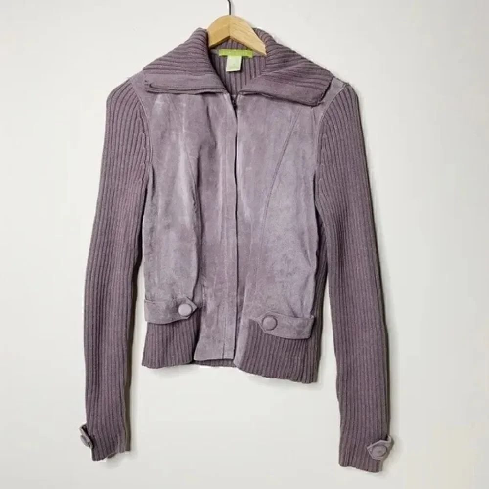 Sigrid Olsen vintage suede leather and knit jacket